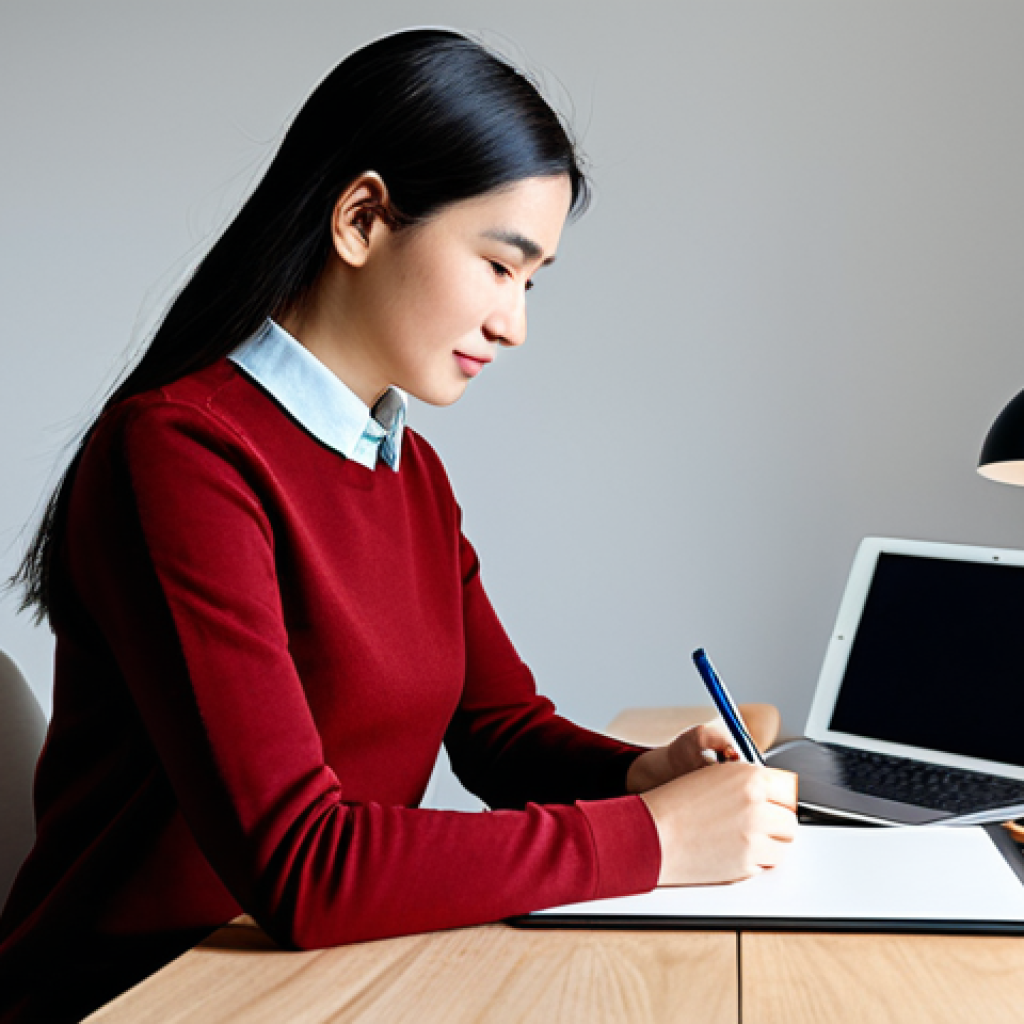 A professional character designer, focused on sketching a new design on a digital tablet, sitting comfortably at a well-lit modern studio desk. The designer is wearing a modest business casual outfit. The workspace includes traditional art supplies like a sketchbook and pencils, alongside digital tools, symbolizing the blend of fundamental skills and technology. The scene is well-lit with soft studio lighting. Fully clothed, modest clothing, appropriate attire, professional dress, safe for work, appropriate content, perfect anatomy, correct proportions, natural pose, well-formed hands, proper finger count, natural body proportions, professional photography, high quality, family-friendly.