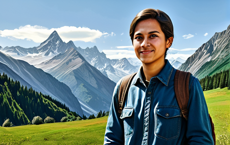 Adventurous Traveler**
A fully clothed, modest traveler in appropriate attire, standing in front of a scenic mountain landscape, safe for work, perfect anatomy, natural pose, family-friendly, professional illustration, high quality, detailed textures.