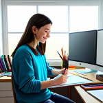 Aspiring Character Designer**

"A young, enthusiastic artist, fully clothed in comfortable casual wear, sketching character designs in a bright, home studio filled with art supplies, appropriate content, safe for work, perfect anatomy, natural proportions, professional digital art, vibrant colors, modest clothing."

**